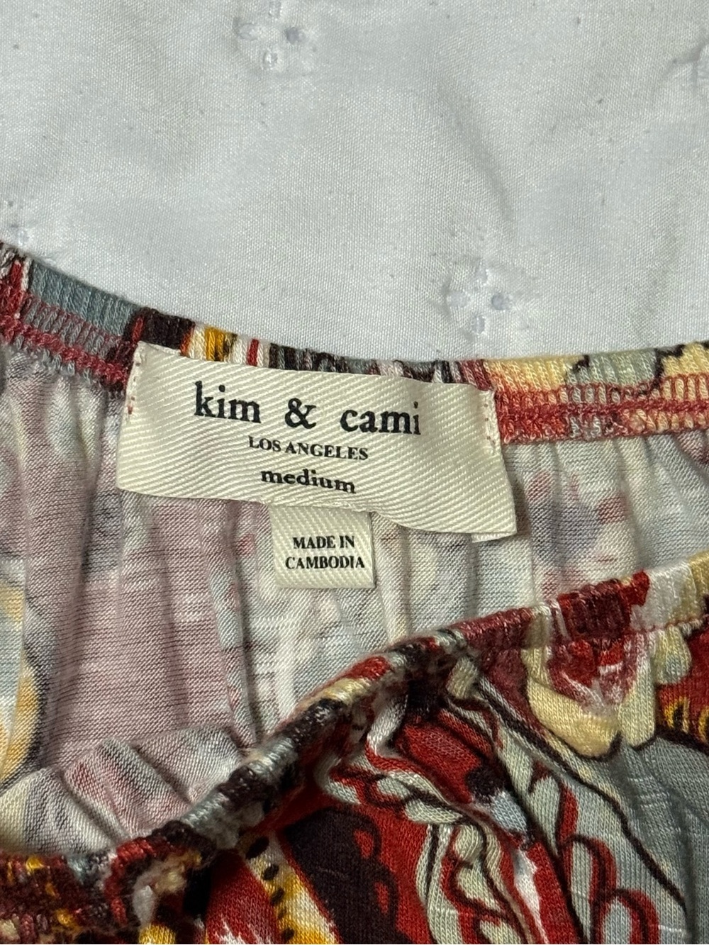 Kim & Cami Rust Paisley Off-Shoulder Tie-Front Top with Multicolor Print - Picture 2 of 3